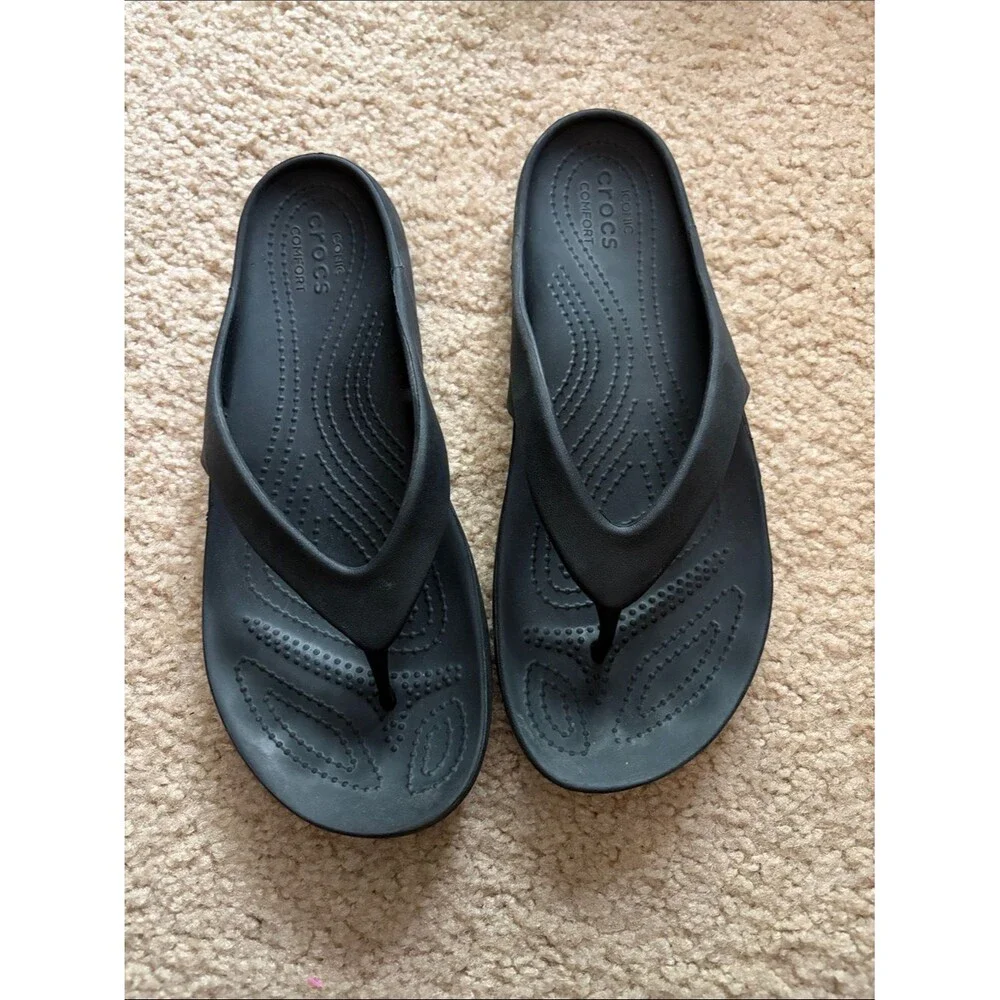 Crocs Kadee II Women's Black Flip Flops Sz 8